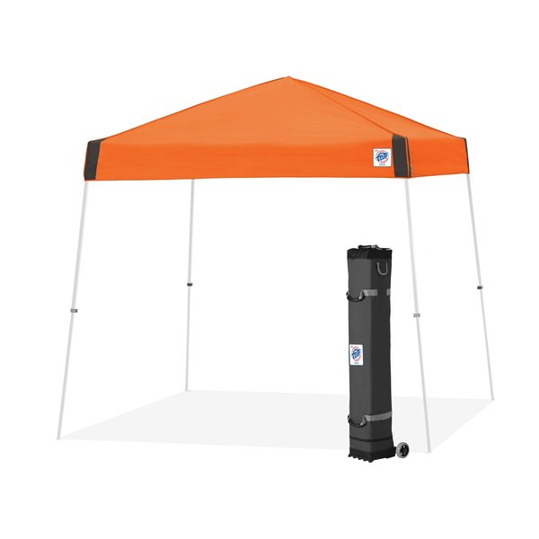 E-Z Up Vista Shelter, 10' W x 10' L, White Steel Frame, Steel Orange Top VS3WH10SO